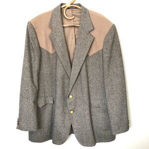 Reed St James Western Wear Blazer Jacket 46L Vintage Tweed 2 Button